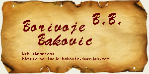 Borivoje Baković vizit kartica